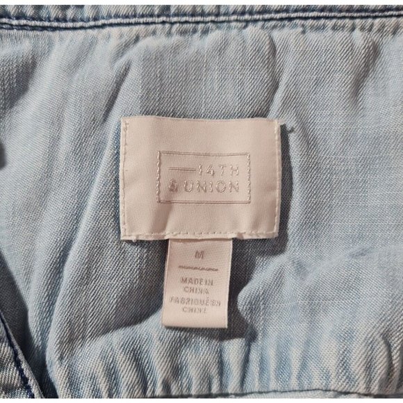 14TH & UNION Womens Button Up Shirt Dress Size M Light Blue Chambray 3/4 SLV B6P - Picture 4 of 5